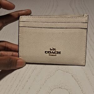 Coach Ivory Card Holder with Gold Logo